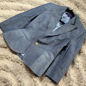Ralph Lauren Purple Label Chambray Suit Size 4 Made In Italy